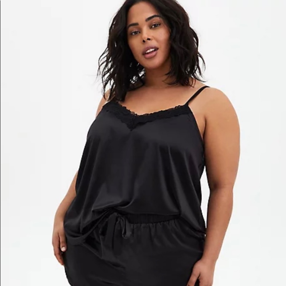 Black Satin V-Neck Sleep Cami